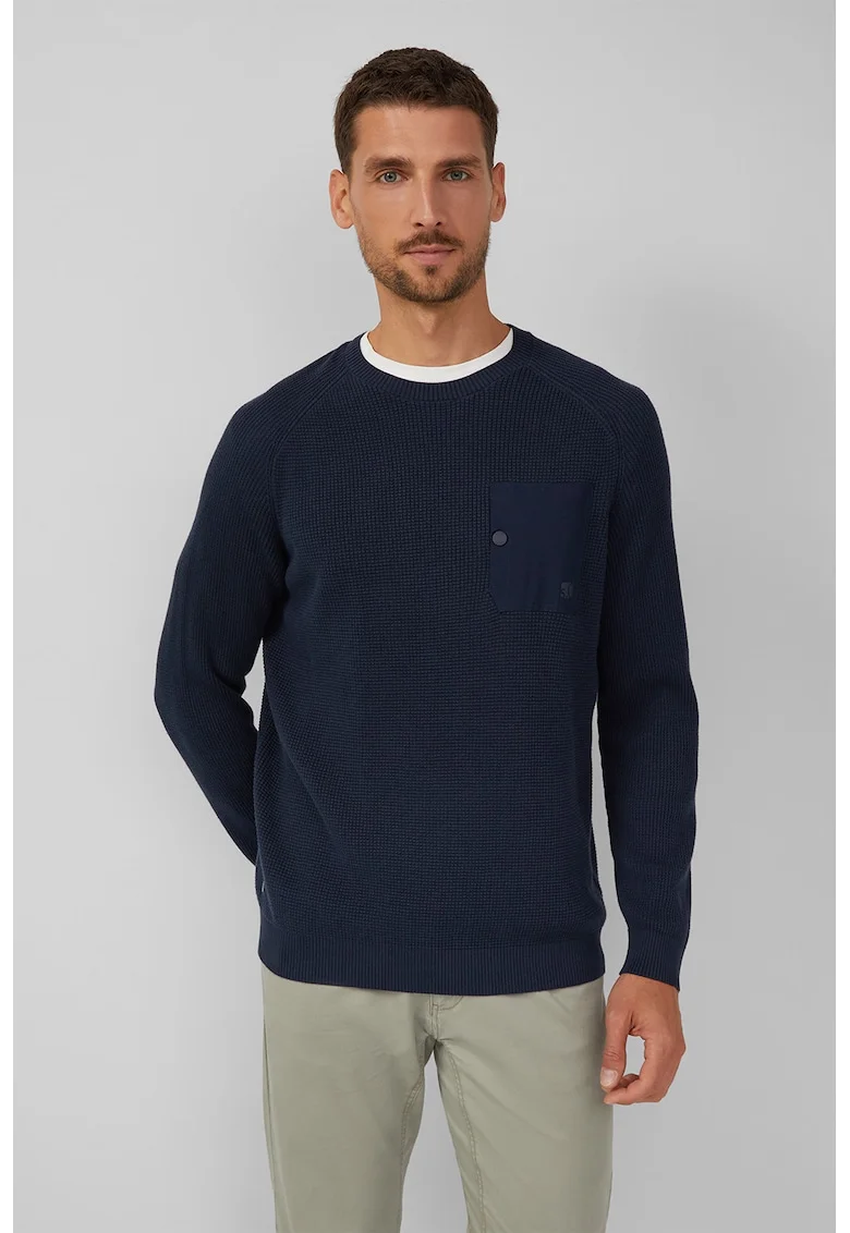 Pulover cu decolteu la baza gatului si maneci raglan, Albastru ultramarin