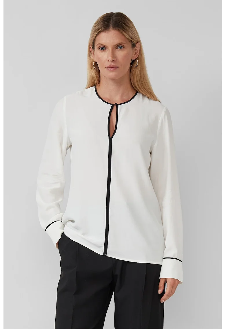 Bluza cu decupaj frontal, Alb/Negru