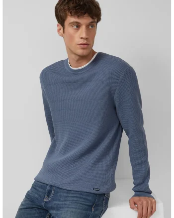 Pulover regular fit de bumbac, Albastru prafuit
