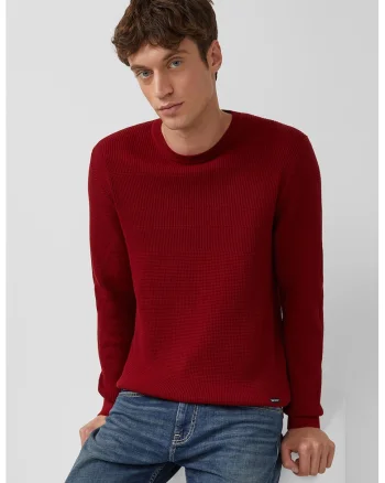 Pulover regular fit de bumbac, Rosu inchis