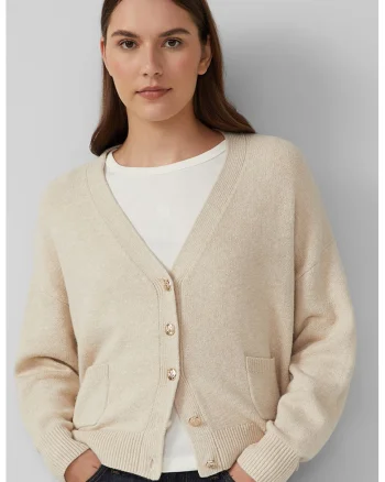 Cardigan supradimensionat cu buzunare aplicate, Bej deschis