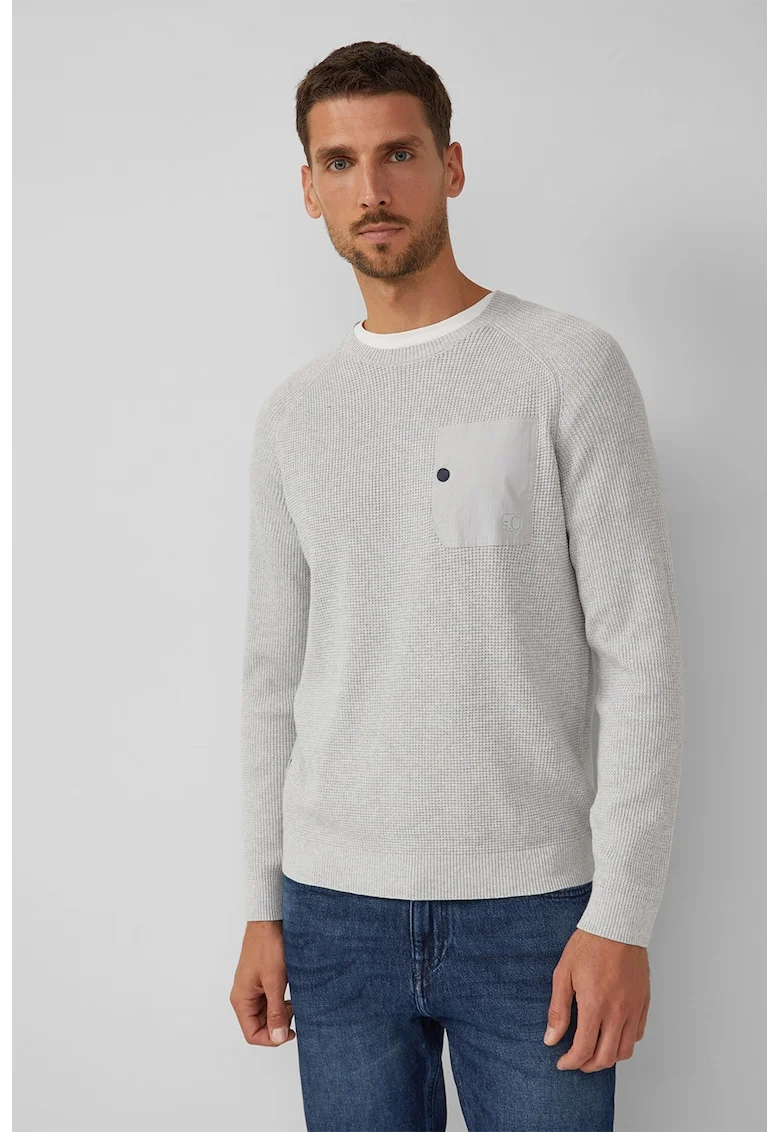 Pulover cu decolteu la baza gatului si maneci raglan, Gri deschis
