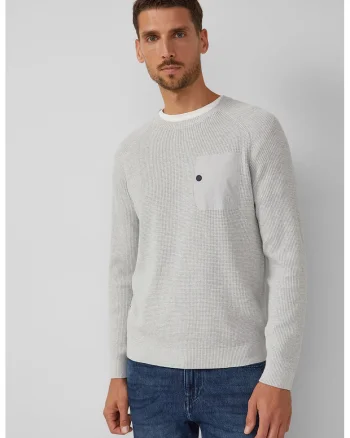 Pulover cu decolteu la baza gatului si maneci raglan, Gri deschis