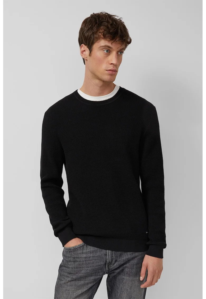 Pulover regular fit de bumbac, Negru