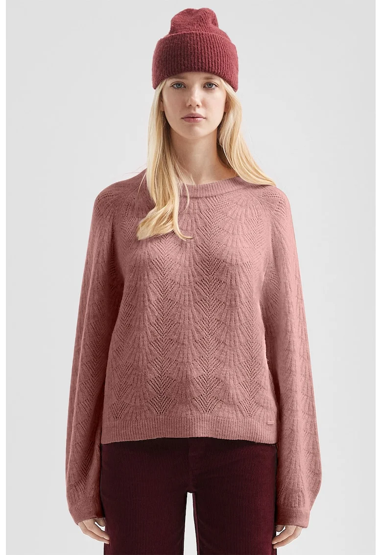 Pulover lejer cu maneci raglan, Roz prafuit