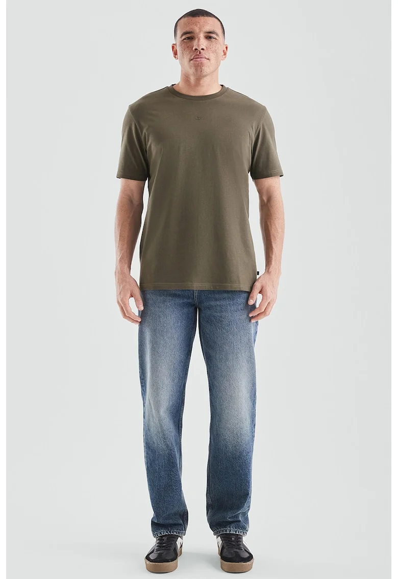 Tricou uni cu decolteu la baza gatului, Verde feriga