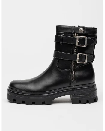 Ghete de piele ecologica cu barete decorative, Negru