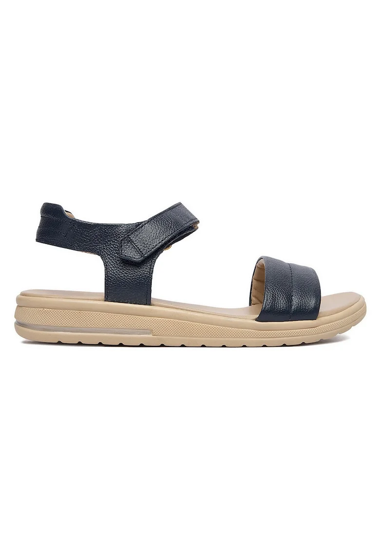 Sandale dama  piele naturala, velcro, Bleumarin