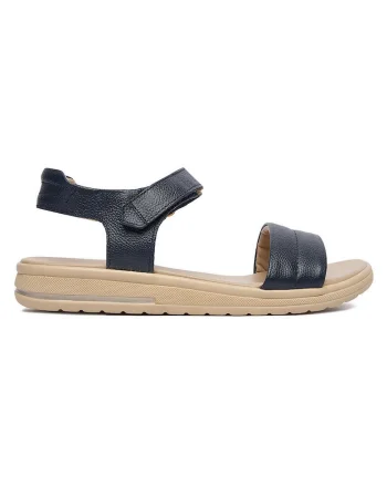 Sandale dama  piele naturala, velcro, Bleumarin