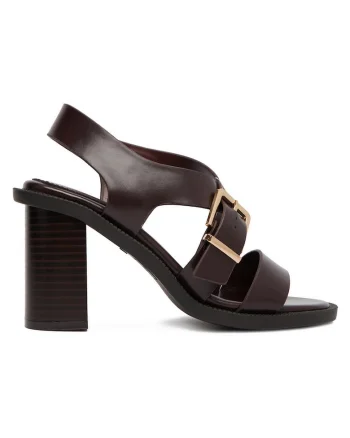 Sandale dama,  catarama, rosu, piele ecologica,