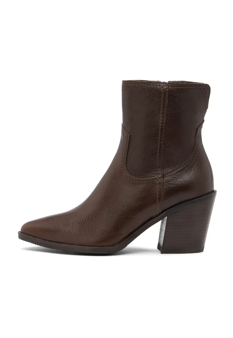 Botine din piele intoarsa cu toc cubanez Kora