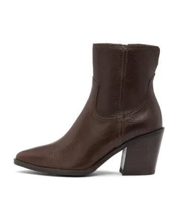 Botine din piele intoarsa cu toc cubanez Kora