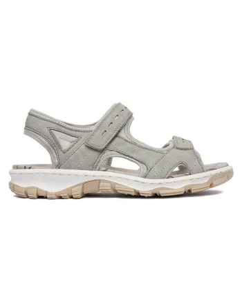 Sandale dama  gri, piele ecologica, inchidere velcro, Gri