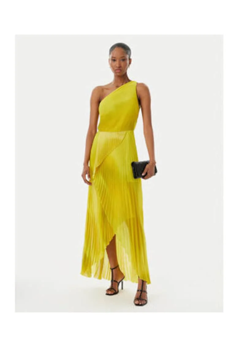 Rochie de cocktail Dama,  galben, fara maneci, poliester,