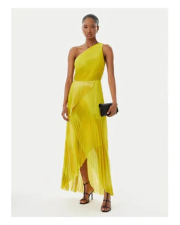 Rochie de cocktail Dama,  galben, fara maneci, poliester,