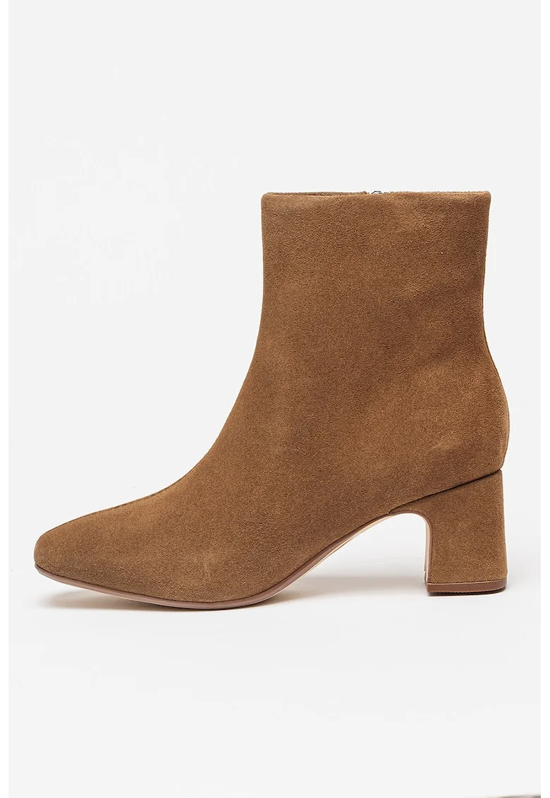Botine de piele intoarsa Fernie, Maro taupe