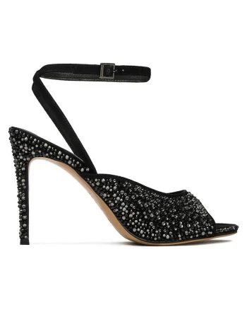 Sandale dama,  catarama, piele naturala, negru,