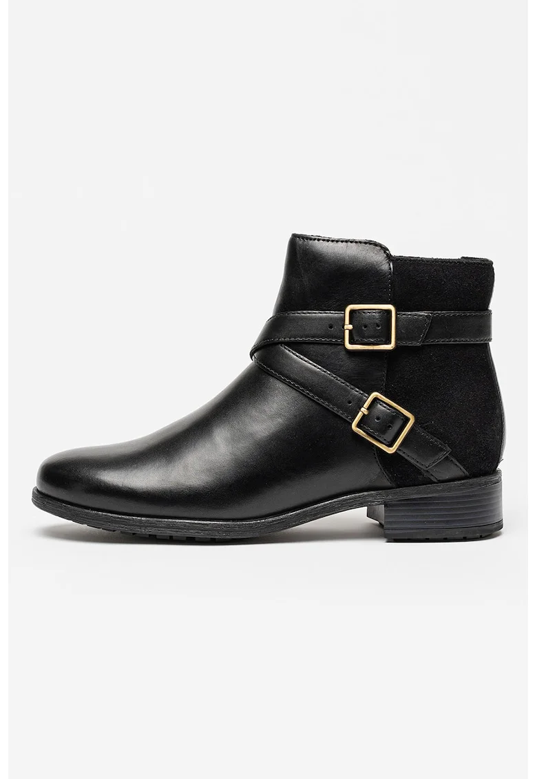 Botine din piele si piele intoarsa Havisham, Negru