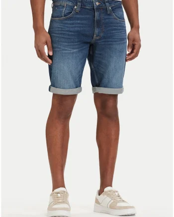 Pantaloni scurti din denim cu terminatii pliate