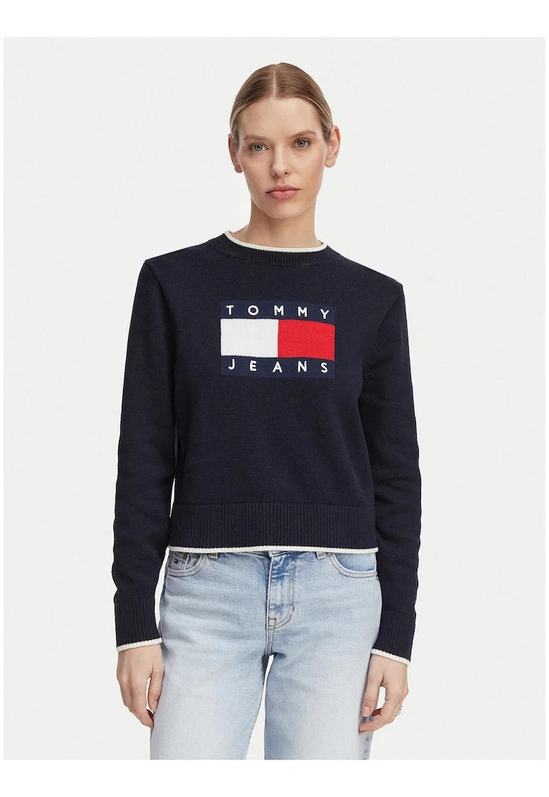 Pulover regular fit cu logo,