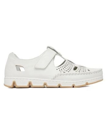 Pantofi dama  piele naturala, alb, inchidere velcro, talpa profilata,