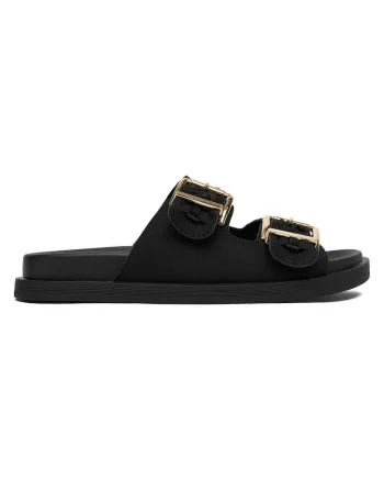 Papuci negri  textil, Negru