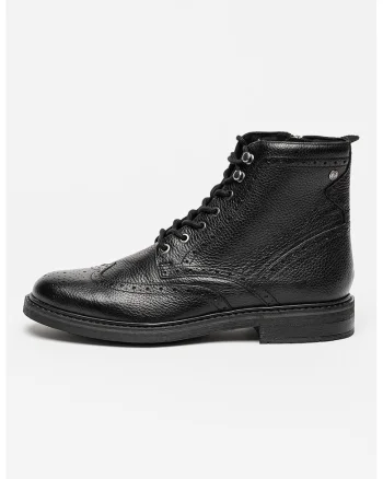 Ghete din piele cu model brogue Newford, Negru