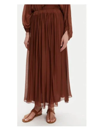 Fusta  model TD0022 DU COGNAC, 70% viscoza, 30% matase, maro