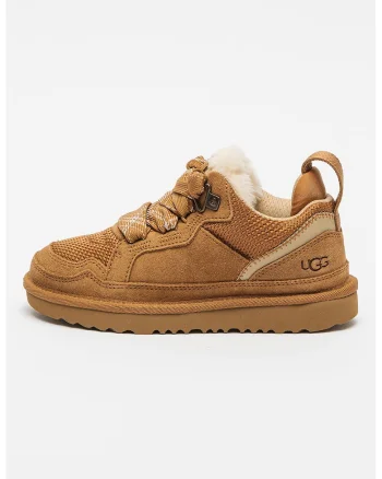 Pantofi sport de piele intoarsa cu garnituri de material textil, Caramel