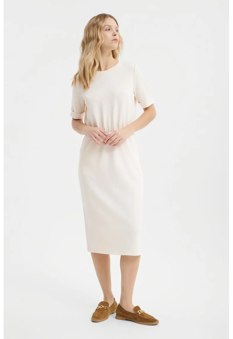Rochie midi cu maneci scurte, Bleumarin