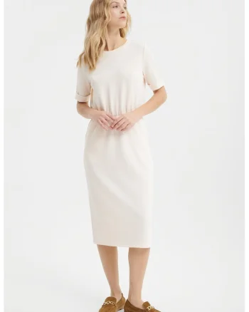Rochie midi cu maneci scurte, Bleumarin