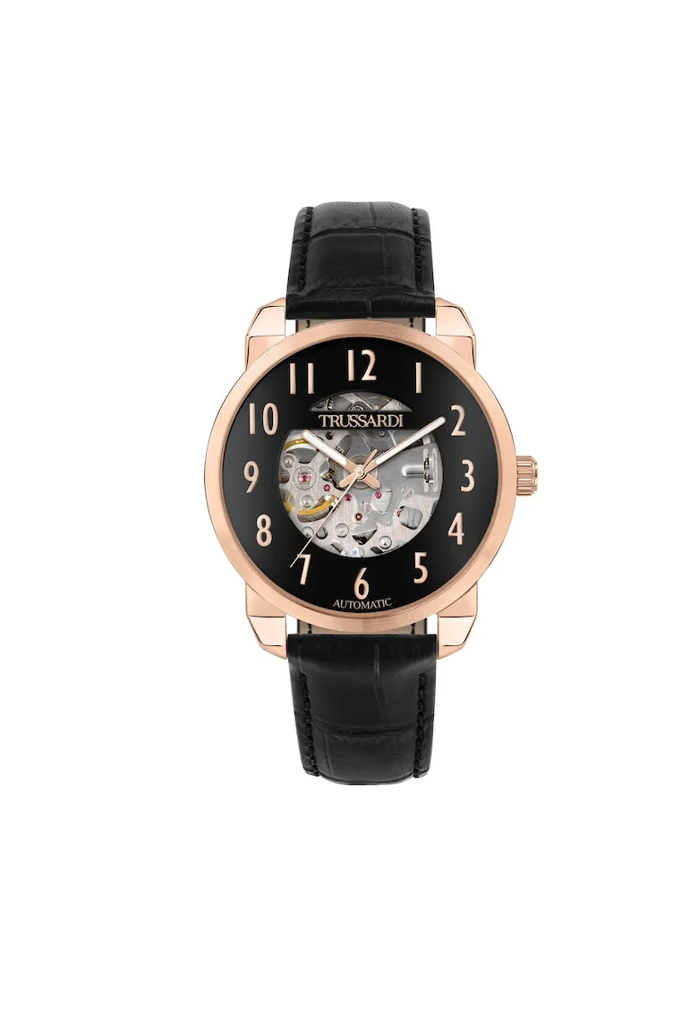 Ceas bărbătesc,  T-City, mecanism automatic, inox, curea din piele, diametru 40mm