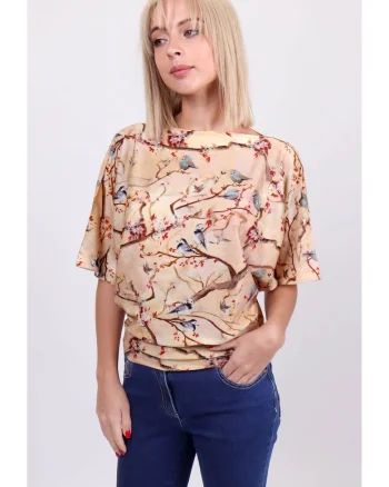 Bluza cu maneci batwing si decolteu barcuta