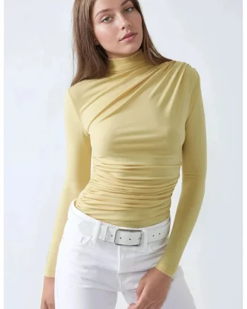 Bluza dama,  guler inalt,galben, Galben lamaie