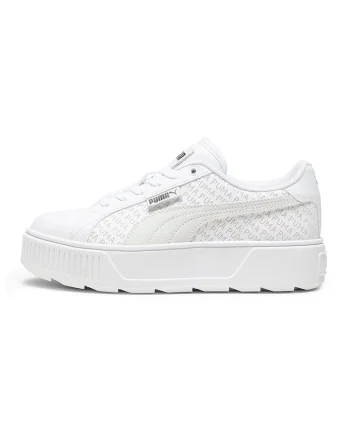 Pantofi sport de piele si piele ecologica Karmen Logobsession, Negru stins/Alb optic