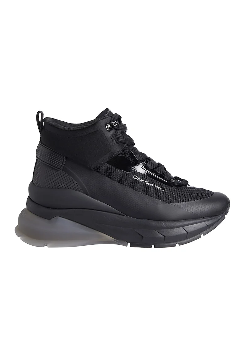 Pantofi sport wedge inalti de plasa, Negru