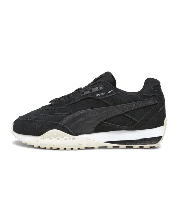 Pantofi sport de piele intoarsa Blktop Rider Femme, Negru/Alb murdar