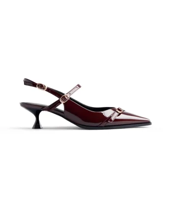 Pantofi slingback cu varf ascutit, Maro