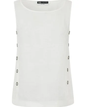 Bluza alba fara maneci din canepa