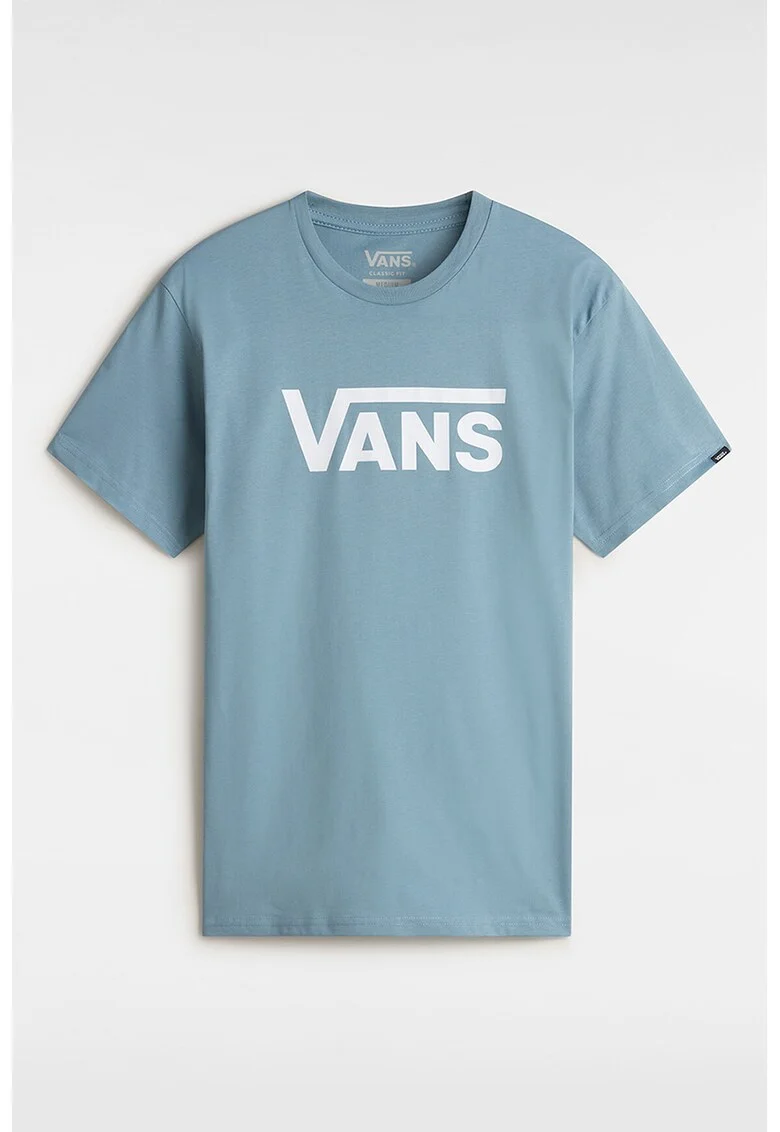 Tricou din bumbac cu imprimeu logo, Albastru prafuit