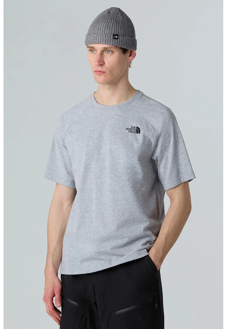 Tricou cu decolteu rotund, Gri deschis melange