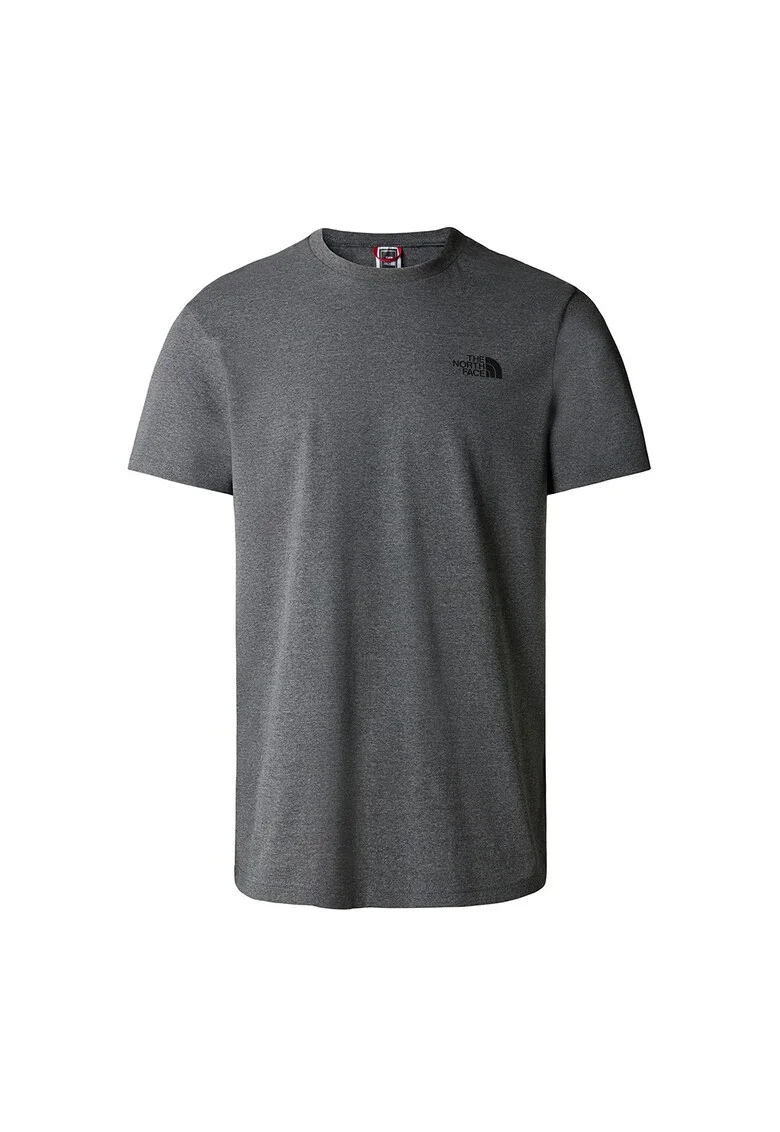 Tricou din bumbac cu detaliu logo pe piept Simple Dome, Gri inchis