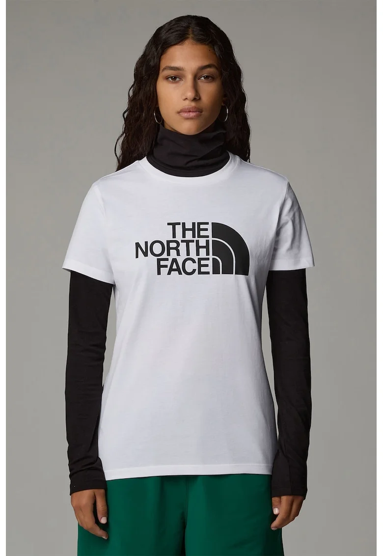 Tricou din amestec de bumbac cu logo, Alb