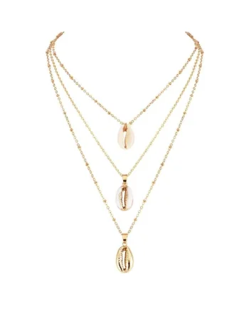 Colier cu scoici Antres Gold C12,  Aliaj metalic, Auriu