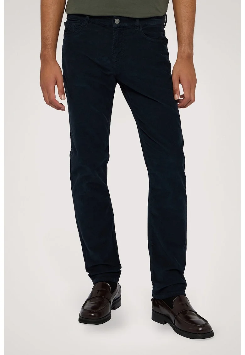Pantaloni din reiat cu model uni, Negru