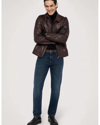 Blugi slim fit cu model cu 5 buzunare, Albastru inchis