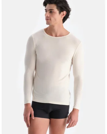 Bluza slim fit de casa din amestec de casmir, Alb murdar