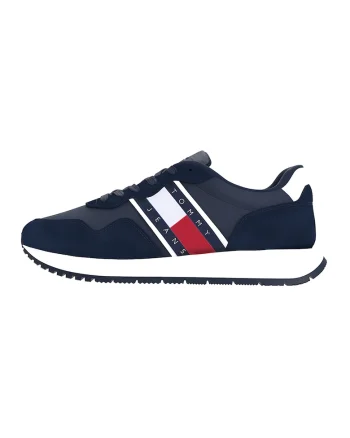 Pantofi sport cu insertii de piele intoarsa, Bleumarin