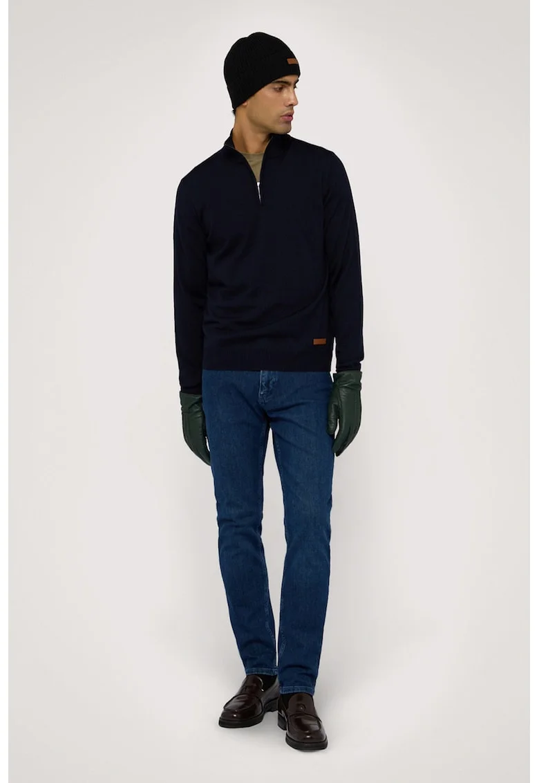 Blugi slim fit cu talie medie, Albastru inchis