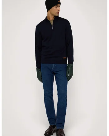 Blugi slim fit cu talie medie, Albastru inchis